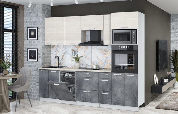 Кухонный гарнитур Интерлиния Мила Лайт 2.55-ПМ3