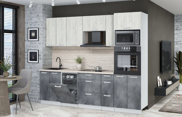 Кухонный гарнитур Интерлиния Мила Лайт 2.55-ПМ3