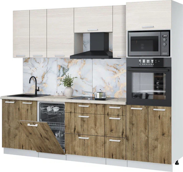 Кухонный гарнитур Интерлиния Мила Лайт 2.55-ПМ3 - фото