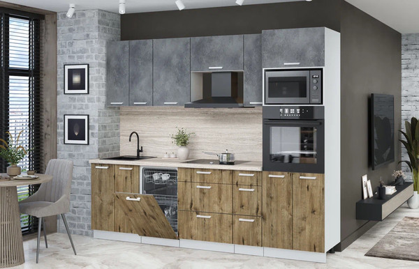 Кухонный гарнитур Интерлиния Мила Лайт 2.55-ПМ3