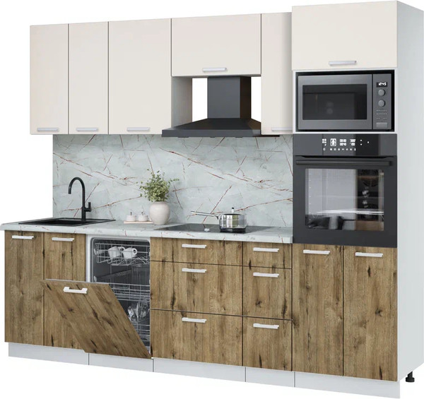 Кухонный гарнитур Интерлиния Мила Лайт 2.55-ПМ3 - фото