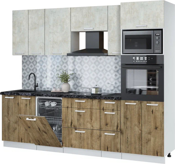 Кухонный гарнитур Интерлиния Мила Лайт 2.55-ПМ3 - фото