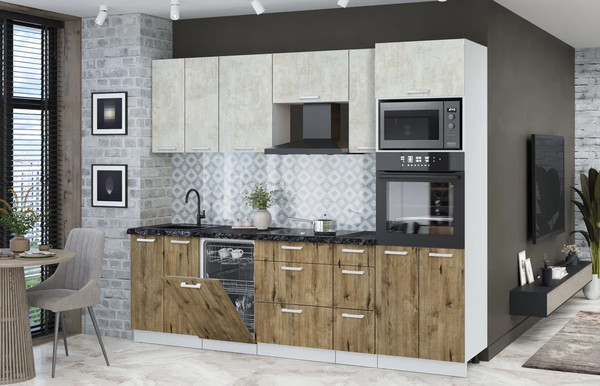 Кухонный гарнитур Интерлиния Мила Лайт 2.55-ПМ3