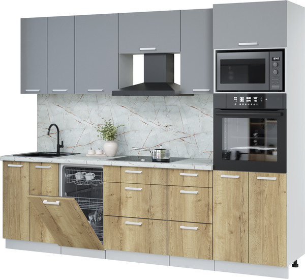 Кухонный гарнитур Интерлиния Мила Лайт 2.65-ПМ3  - фото