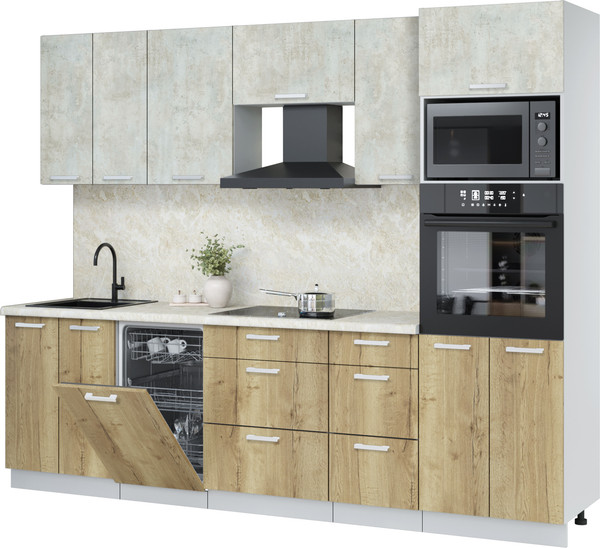 Кухонный гарнитур Интерлиния Мила Лайт 2.65-ПМ3 - фото