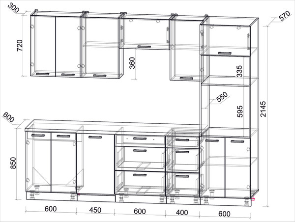 Кухонный гарнитур Интерлиния Мила Лайт 2.65-ПМ3