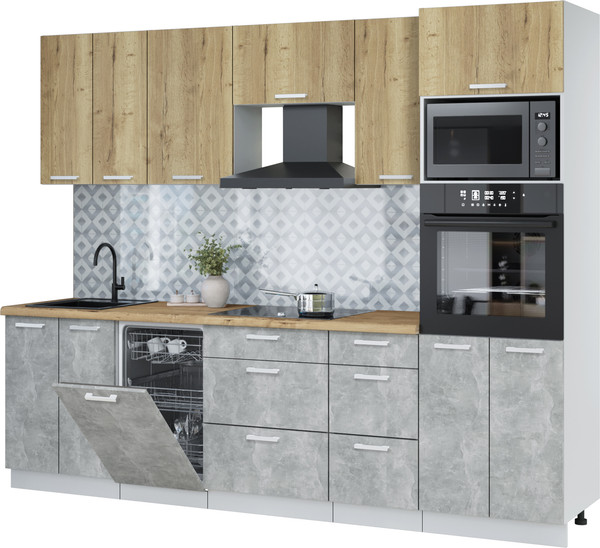 Кухонный гарнитур Интерлиния Мила Лайт 2.65-ПМ3 - фото