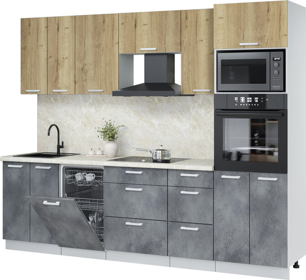 Кухонный гарнитур Интерлиния Мила Лайт 2.65-ПМ3 - фото