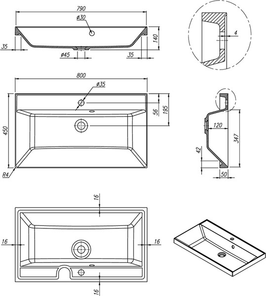 Тумба с умывальником MEBELVANN Алида 800x540x450 / Alid_W_800_540_450