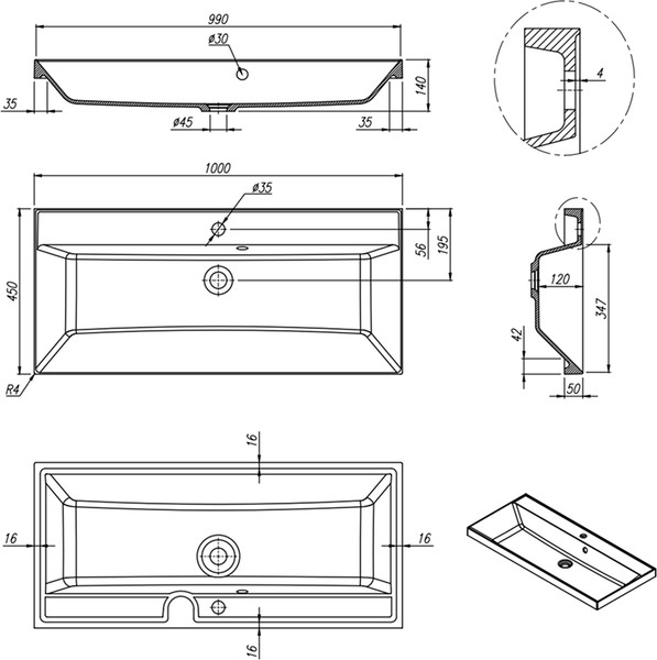 Тумба с умывальником MEBELVANN Алида 1000x540x450 / Alid_G_1000_540_450 