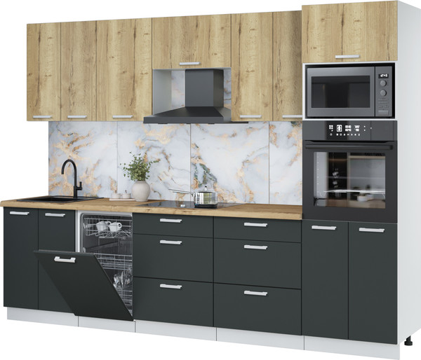 Кухонный гарнитур Интерлиния Мила Лайт 2.85-ПМ3 - фото