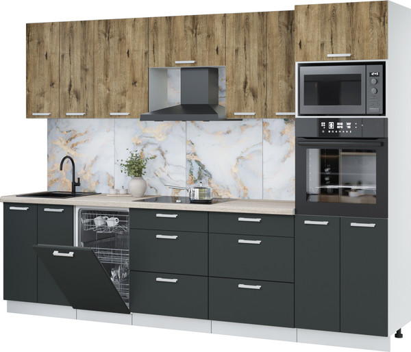 Кухонный гарнитур Интерлиния Мила Лайт 2.85-ПМ3 - фото