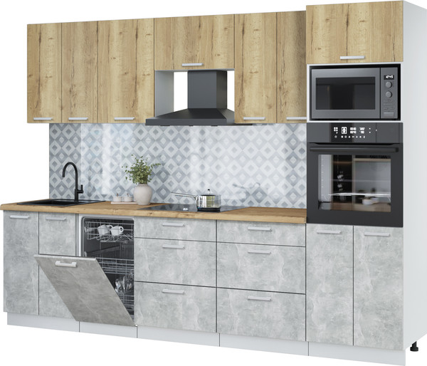 Кухонный гарнитур Интерлиния Мила Лайт 2.85-ПМ3 - фото