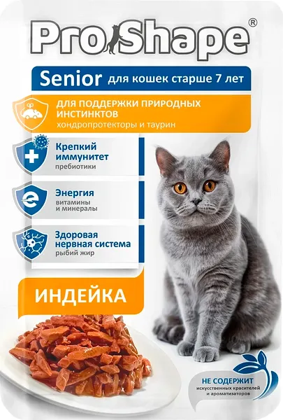 Влажный корм для кошек Pro Shape Для кошек старше 7 лет с индейкой - фото