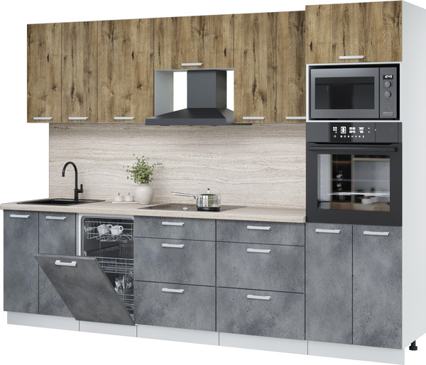 Кухонный гарнитур Интерлиния Мила Лайт 2.85-ПМ3 - фото