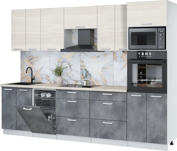 Кухонный гарнитур Интерлиния Мила Лайт 2.85-ПМ3 - фото