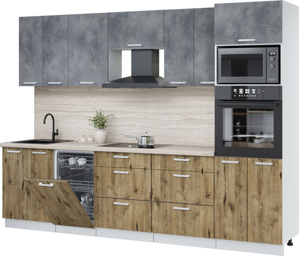 Кухонный гарнитур Интерлиния Мила Лайт 2.85-ПМ3 - фото