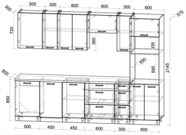 Кухонный гарнитур Интерлиния Мила Лайт 2.9-ПМ3