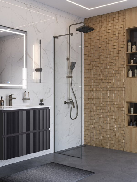 Душевая стенка BelBagno UNO-L-1-TB-110-C-GM - фото