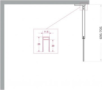 Душевая стенка BelBagno UNO-L-1-TB-70-C-Cr