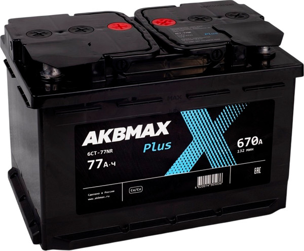 Автомобильный аккумулятор AKBMAX Plus 77R 670A - фото