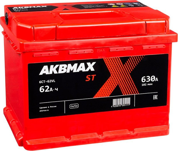 Автомобильный аккумулятор AKBMAX ST 62L 630A - фото