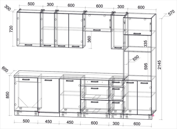 Кухонный гарнитур Интерлиния Мила Лайт 2.9-ПМ3