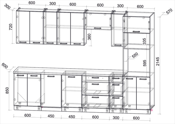Кухонный гарнитур Интерлиния Мила Лайт 3.0-ПМ3