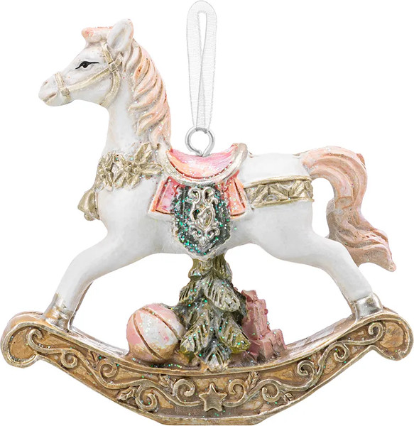 Елочная игрушка Elan Gallery Лошадка-качалка с подарками / 210614