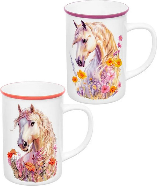 Набор кружек Elan Gallery Лошадь в цветах New Bone China 880266 - фото