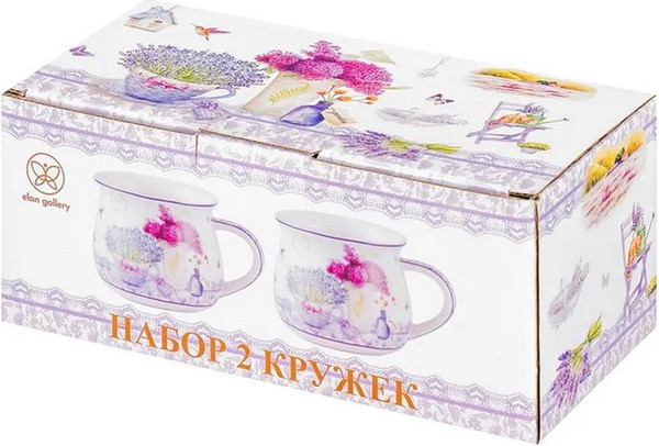 Набор кружек Elan Gallery Лаванда New Bone China 420766