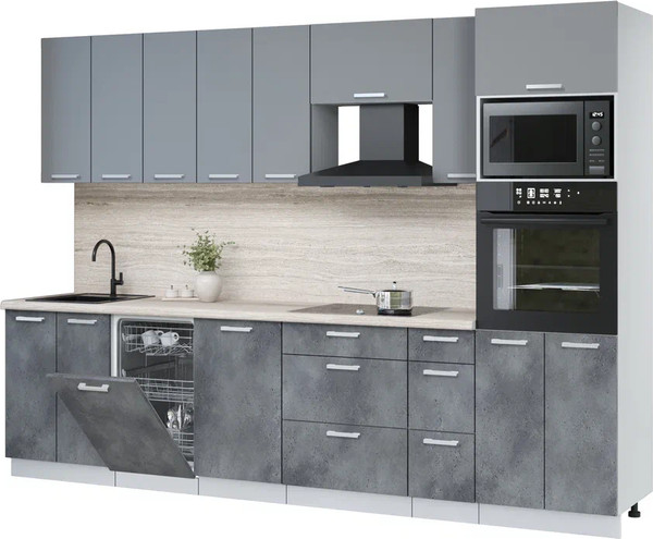 Кухонный гарнитур Интерлиния Мила Лайт 3.05-ПМ3  - фото