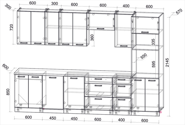 Кухонный гарнитур Интерлиния Мила Лайт 3.1-ПМ3