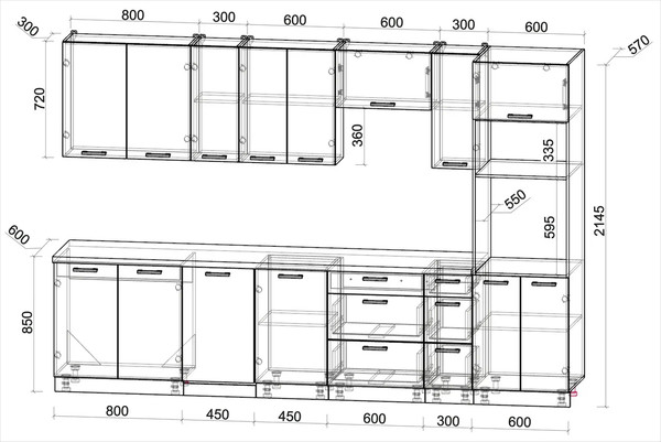 Кухонный гарнитур Интерлиния Мила Лайт 3.2-ПМ3 