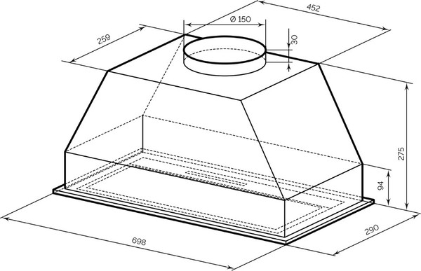 Вытяжка скрытая Lex Hyper 900 GS BL