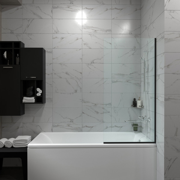 Стеклянная шторка для ванны Saniteco SNT-22 Black - фото