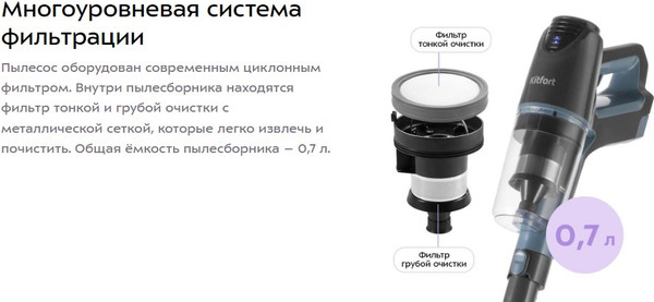 Вертикальный пылесос Kitfort КТ-5355