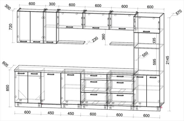 Кухонный гарнитур Интерлиния Мила Лайт 3.3-ПМ3