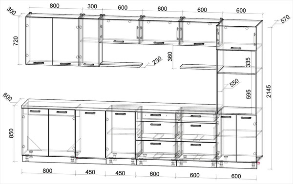 Кухонный гарнитур Интерлиния Мила Лайт 3.5-ПМ3 