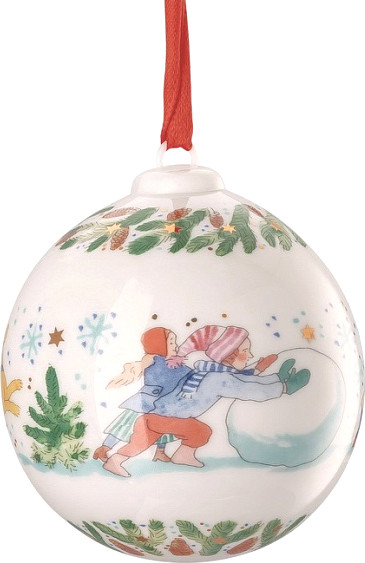 Шар новогодний Hutschenreuther Christmas games Лепим снеговика / 02252-722993-27940 - фото