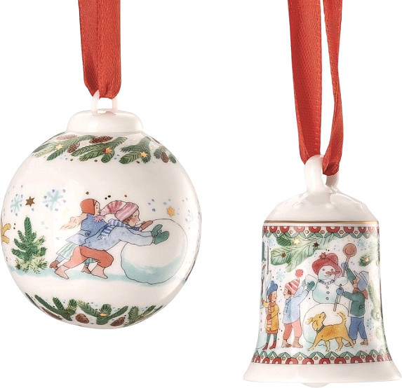 Набор елочных игрушек Hutschenreuther Christmas games Шар и Колокольчик / 02480-727496-28620 - фото