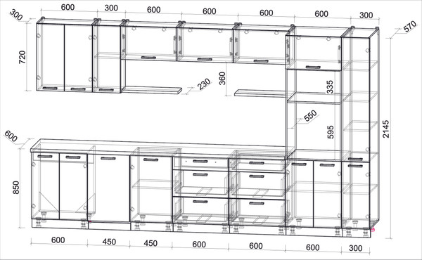 Кухонный гарнитур Интерлиния Мила Лайт 3.6-ПМ3
