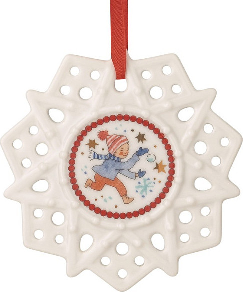 Елочная игрушка Hutschenreuther Christmas games Мальчик со снежком / 02248-727507-27618  - фото