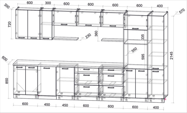 Кухонный гарнитур Интерлиния Мила Лайт 3.7-ПМ3 
