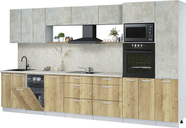 Кухонный гарнитур Интерлиния Мила Лайт 3.7-ПМ3  - фото