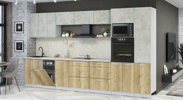 Кухонный гарнитур Интерлиния Мила Лайт 3.7-ПМ3 