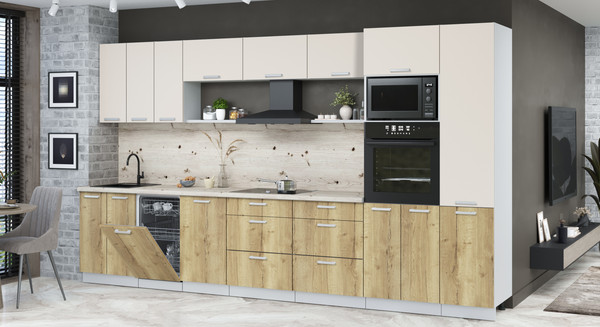 Кухонный гарнитур Интерлиния Мила Лайт 3.7-ПМ3 