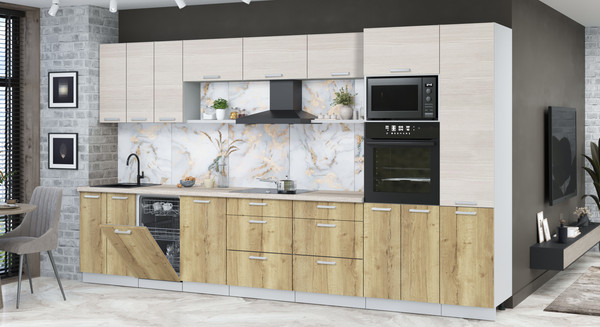 Кухонный гарнитур Интерлиния Мила Лайт 3.7-ПМ3 