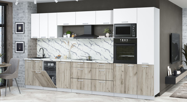 Кухонный гарнитур Интерлиния Мила Лайт 3.7-ПМ3 