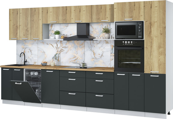 Кухонный гарнитур Интерлиния Мила Лайт 3.7-ПМ3  - фото